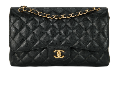 Jumbo Double Classic Flap, £4,900, Handbags, Black, Caviar Leather, Front view